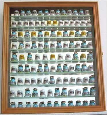 glass thimble display case