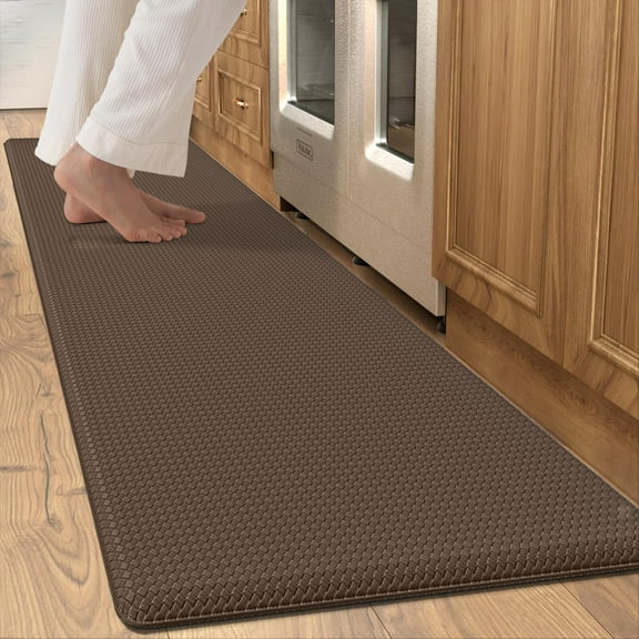 Kitchen Mats for Floor Cushioned Anti Fatigue, 17x95 Long Runner Rug Waterproof, Memory Foam Padded for Standing, Brown