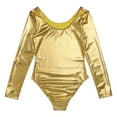 thumbnail image 5 of Sinleey Women's Metallic Liquid Leotard Bodysuit Long Sleeves Gymnastics Dance Costume Gold XL, 5 of 7