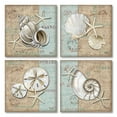 thumbnail image 2 of Gango Home Decor Traditional Coastal Seashell Wall Art; Four Blue 8x8in Wood Mounted Prints, 2 of 7