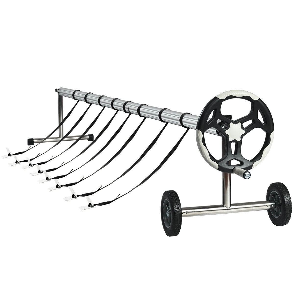 Gymax 21 Ft Pool Cover Reel Set Aluminum In ground Swimming Pool Solar