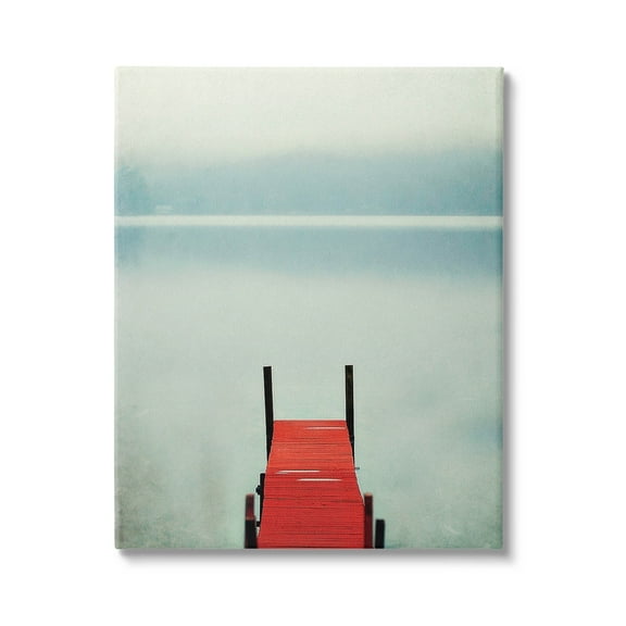 Stupell Industries Misty Red Dock Scene Photograph Gallery Wrapped Canvas Print Wall Art, Design by Carrie Ann Grippo-Pike