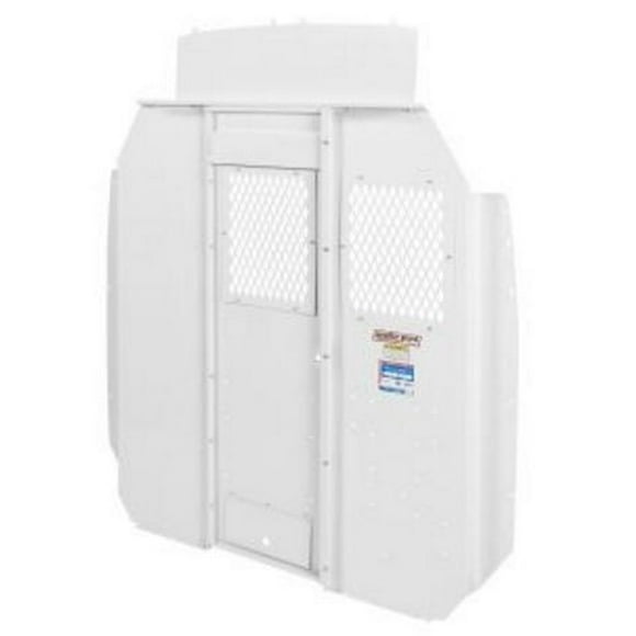 Weather Guard Bulkhead Divider 96322-3-01D Full Bulkhead; Deep Offset; With Screen Window; Powder Coated; White; Steel; With Mounting Hardware