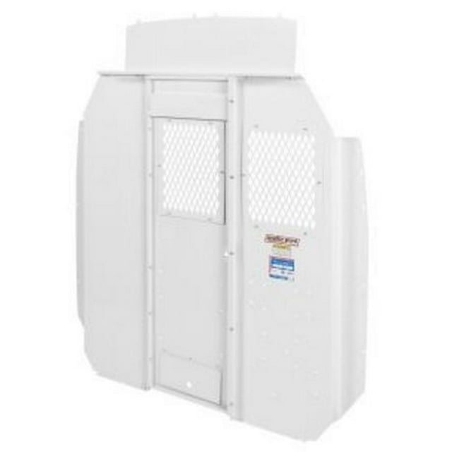 Weather Guard Bulkhead Divider 96322-3-01D Full Bulkhead; Deep Offset; With Screen Window; Powder Coated; White; Steel; With Mounting Hardware