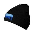 thumbnail image 2 of LNWH Knitted Acrylic Hat, Outdoor Hunting Hound Pattern Winter Beanie Hat for Cold Weather, Black, 2 of 8