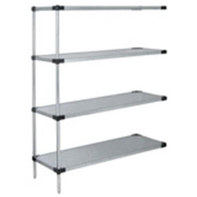 Étagères Solides Unités d'Extension à 4 Tablettes, Acier Inoxydable - 21 x 48 x 86 Po
