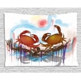 thumbnail image 1 of Crabs Decor Tapestry, Sea Animals Theme Two Crabs Dancing on Abstract Grunge Background Print, Wall Hanging for Bedroom Living Room Dorm Decor, 80W X 60L Inches, Brown Light Blue, by Ambesonne, 1 of 2