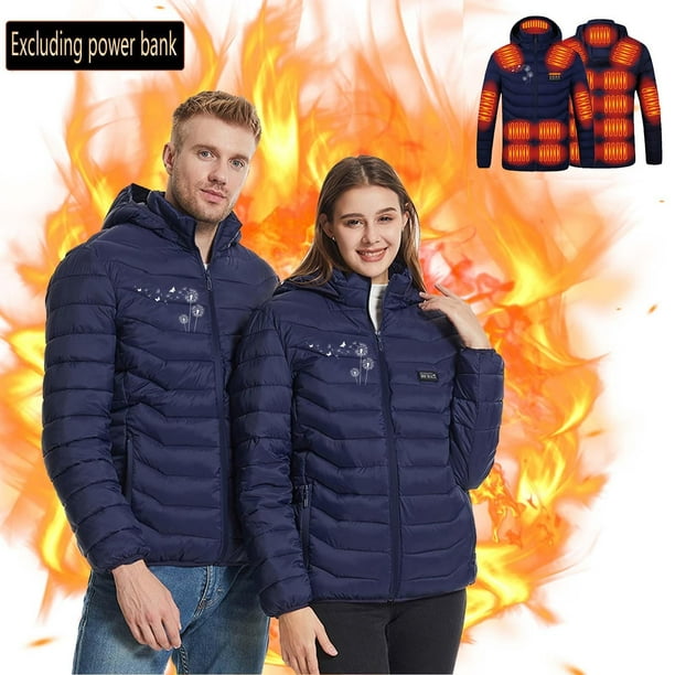Chaquetas y abrigos casuales de manga larga con capucha, con USB, temperatura constante, calefactables, resistentes al viento, talla grande, para hombre y mujer, invierno 2021