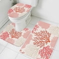 thumbnail image 3 of Red Coastal Bath Mat 3 Piece Bathroom Rug Set, Vintage Coral Ocean Modern Sea Abstract Non Slip Bath Rug Contour Mat and Toilet Lid Cover, Absorbent Shower Mats Soft Bath Rugs and Mats Sets, 3 of 8