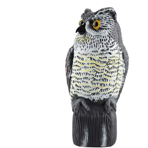 Prowler Owl Premium Bird Repellent Fake Owl Flashing Eyes & Frightening Sound Fake Scarecrow Predator Decoy Pest Scare Squirrel, Birds & Rodents Garden Decor
