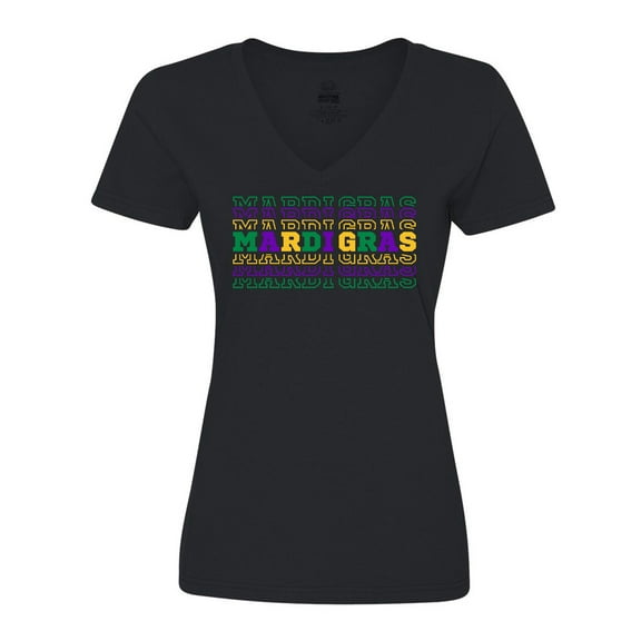 Inktastic Mardi Gras Mirror Words Women's V-Neck T-Shirt