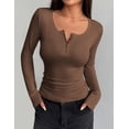 thumbnail image 3 of Zeagoo White Button Down Shirt Women Henley Shirts Square Neck Ribbed Long Sleeve Tops Dressy Casual Tee, 3 of 6