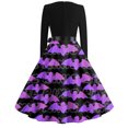 Halloween Dresses for Women 2024 Trendy Pumpkin Bats Print Tunic Dress