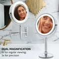 thumbnail image 2 of OVENTE 8.5'' Hand Mirror with 5X Magnifier - Double Sided LED Lights and Wall Mount, Polished Chrome Finish MFM85CH1X5X, 2 of 10