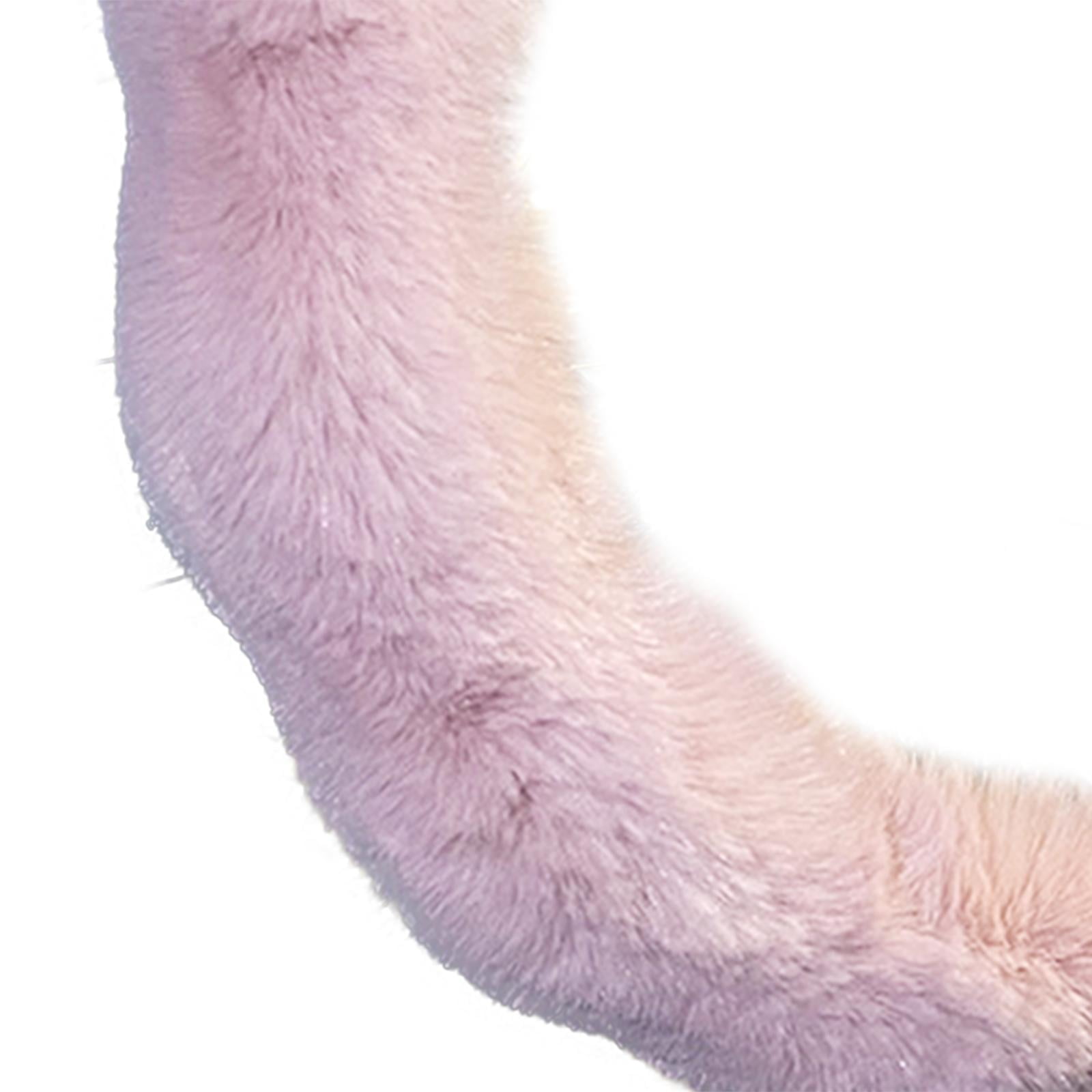 Wzmzjy 15" Soft Plush Car Steering Wheel Cover Wear Resistant Anti Slip Simple Assembly Pink