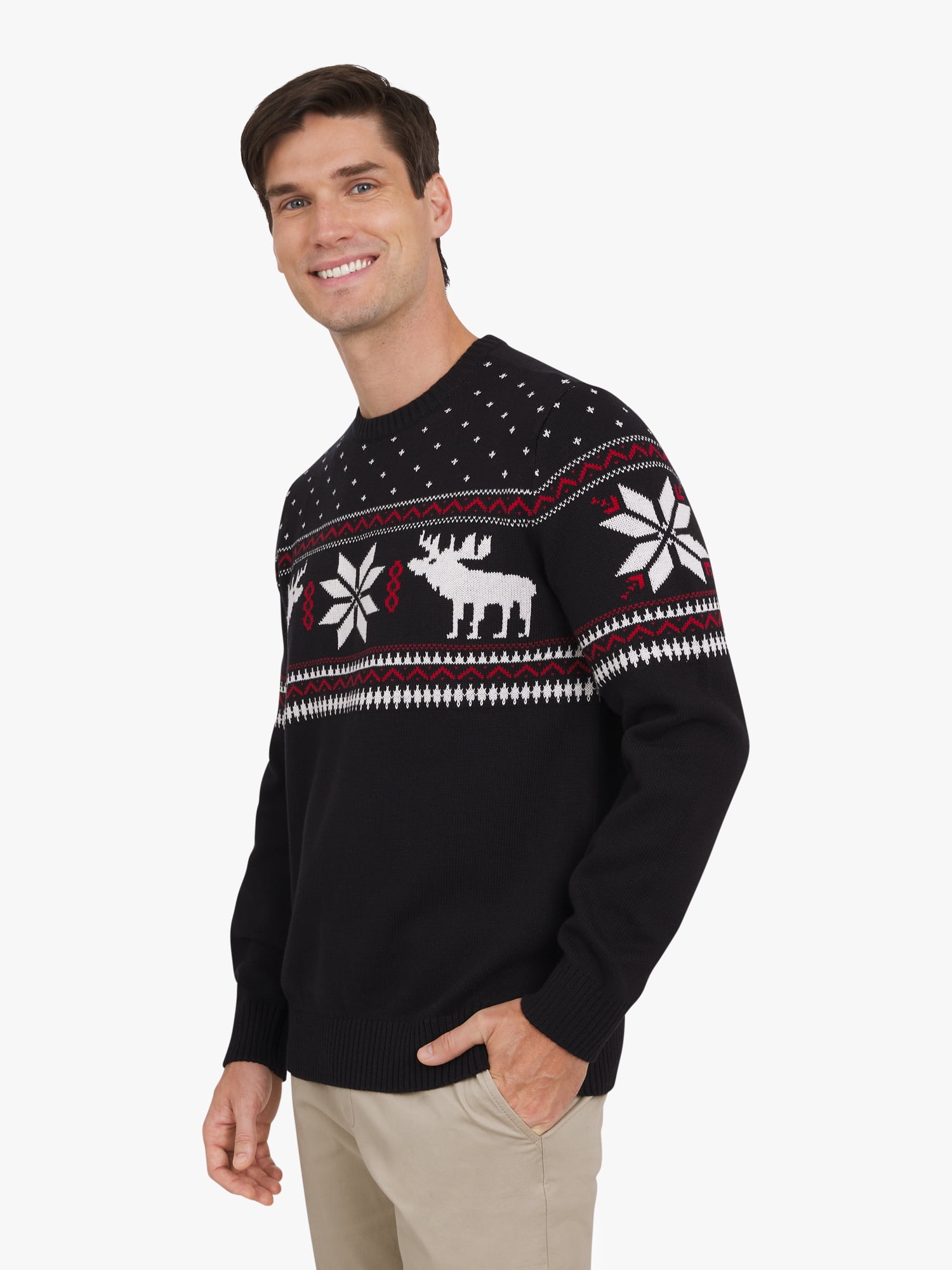 Chaps Men's & Big Men's Cotton Holiday Fairisle Crewneck Sweater, Sizes S-3XL