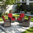 thumbnail image 3 of MeetLeisure 4 PCS Outdoor Swivel Rocker Patio Chairs, Wicker Furniture with High Back, Deep Seating, Wide Armrest, Thick Cushions for Deck Porch, Red, 3 of 11
