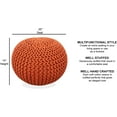 thumbnail image 3 of Round Pouf Ottoman Hand Knitted 100% Cotton Pouf Foot Stool - Knitted Bean Bag - Floor Chair for Living Room Bedroom - Foot Rest for Couch (20 Diameter x 14 Height) - Pumpkin Orange, 3 of 12