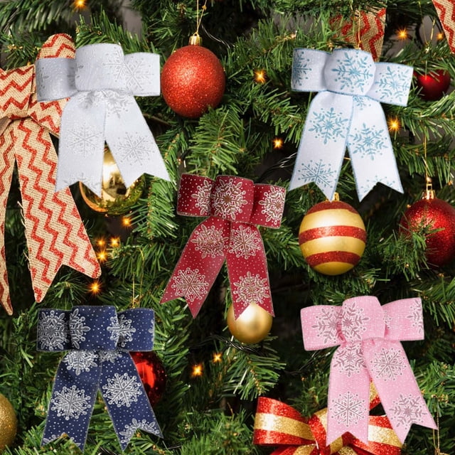 Xihbxyly Juego de Lazos Navideños con Diseño de Copo de Nieve, Vibrantes Detalles Coloridos, Ideal para Envolver Regalos Navideños, Decoración de Ventanas, Fácil de Usar, Accesorio para Fiestas, Paqu
