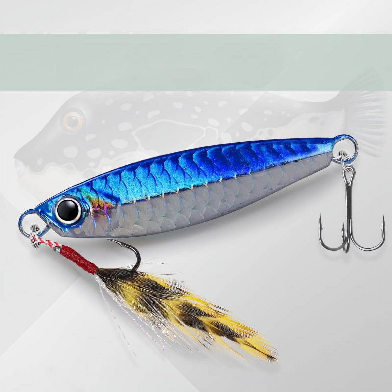 2PC Fishing Lures Jigs Iron Plate Fish Scale Pattern All Water Layer Blue Green White black Pink Red Baits