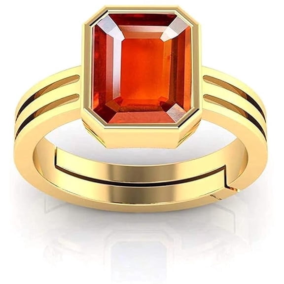8.25 Carat Garnet Ring Emerald Cut Brown Gemstone Ring Handmade Astrology Ring for Men's & Women's