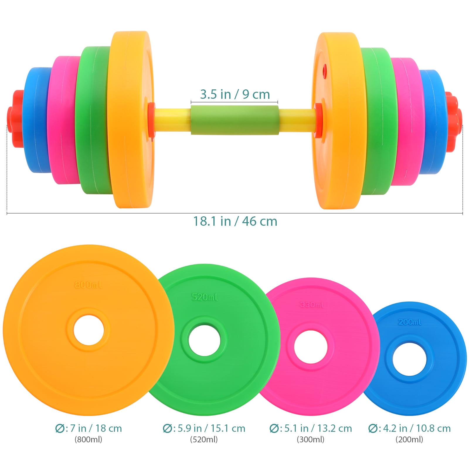 Tersarium Plastic Dumbbell Kids Adjustable Dumbbell for Kids 18.11*1.57*1.57''
