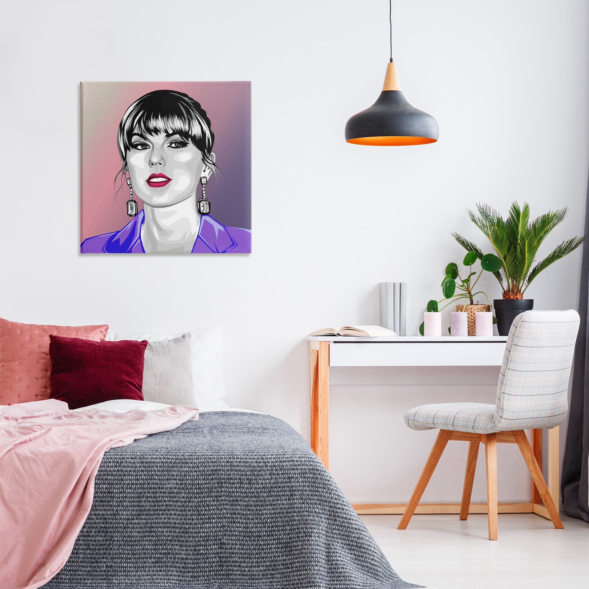 Stupell Industries Taylor Wearing Purple People Painting Wrapped Canvas Art Print Wall Art, 30 x 30
