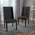 thumbnail image 2 of GDF Studio Apaloosa Contemporary Tufted Dining Chairs, Set of 2, Dark Charcoal Fabric and Brown, 2 of 13