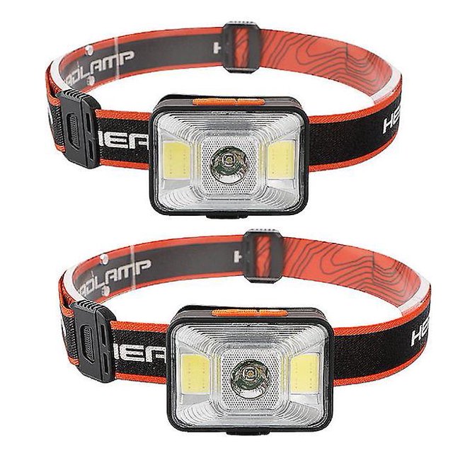 Linterna frontal (2 piezas), linterna frontal LED de 1800 lux con 5 modos de luz, linterna frontal ajustable resistente al agua IPX5, linterna frontal recargable por USB para pesca, acampada y carrera
