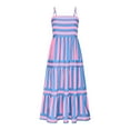 thumbnail image 5 of Ruffle Tiered Long Dress for Women Summer Trendy Striped Adjustable Spaghetti Strap Flowy Beach Midi Dresses (M, Pink), 5 of 7