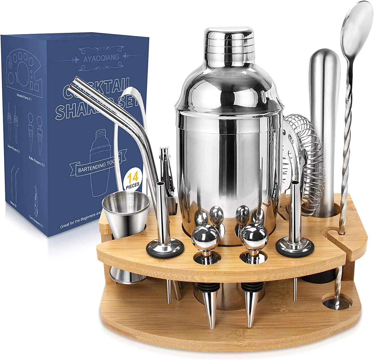 AYAOQIANG Cocktail Shaker Set, Bar Tool Set, Home Bartending Kit and