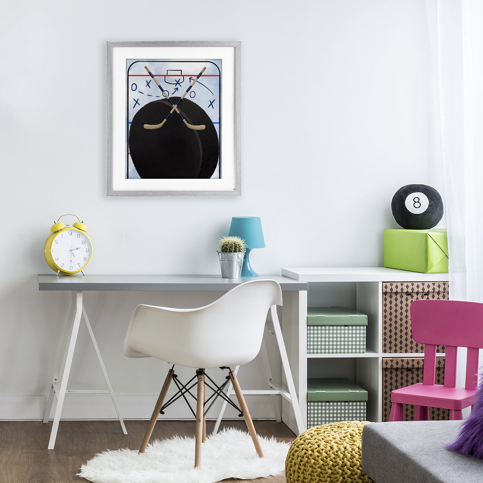 Stupell Industries Hockey Rink Tactics Gray Framed Print Under Glass, design by Jennifer Stith