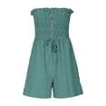 thumbnail image 5 of Edvintorg One Piece Jumpsuits for Women Causal Strapless Romper Loose Shorts Summer Overalls Drawstring Jumpsuit with Buttons Women Clothing Mint Green S, 5 of 8