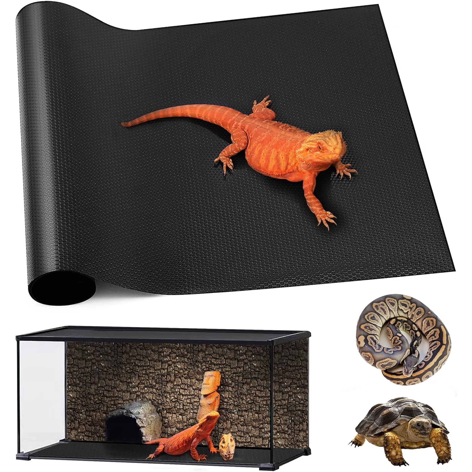 Reptile Mat 40 Gallon 1Pack 18x36, Bearded Dragon Tank Accessories, Terrarium Liner Bedding, Non-Adhesive Reptile Substrate Mat for Leopard Gecko, Snake, Lizard, Tortoise, Iguana Tank