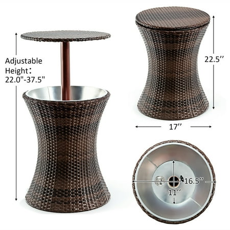 1pc Adjustable Outdoor Patio Rattan Ice Cooler Cool Bar Table Party Deck Pool Canada 1pc Adjustable Outdoor Patio Rattan Ice, Wicker Patio Cooler Table