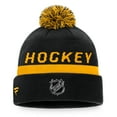 thumbnail image 2 of Boston Bruins Fanatics Authentic Pro Locker Room Beanie Cuff Pom Toque, 2 of 2