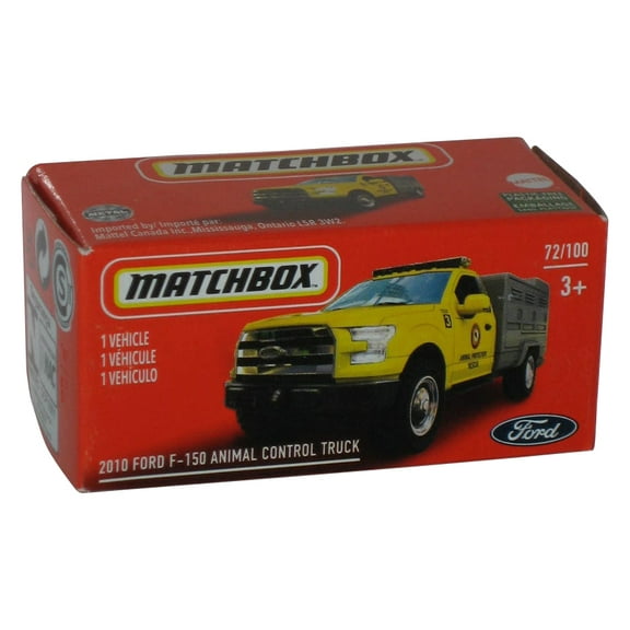Matchbox Yellow & Gray 2010 Ford F-150 Animal Control Truck Power Grabs Box Toy 72/100