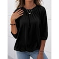 thumbnail image 2 of Sherrylily Women Crew Neck T Shirt Half Sleeve 3/4 Sleeve Casual Loose Pleated Tops, 2 of 5