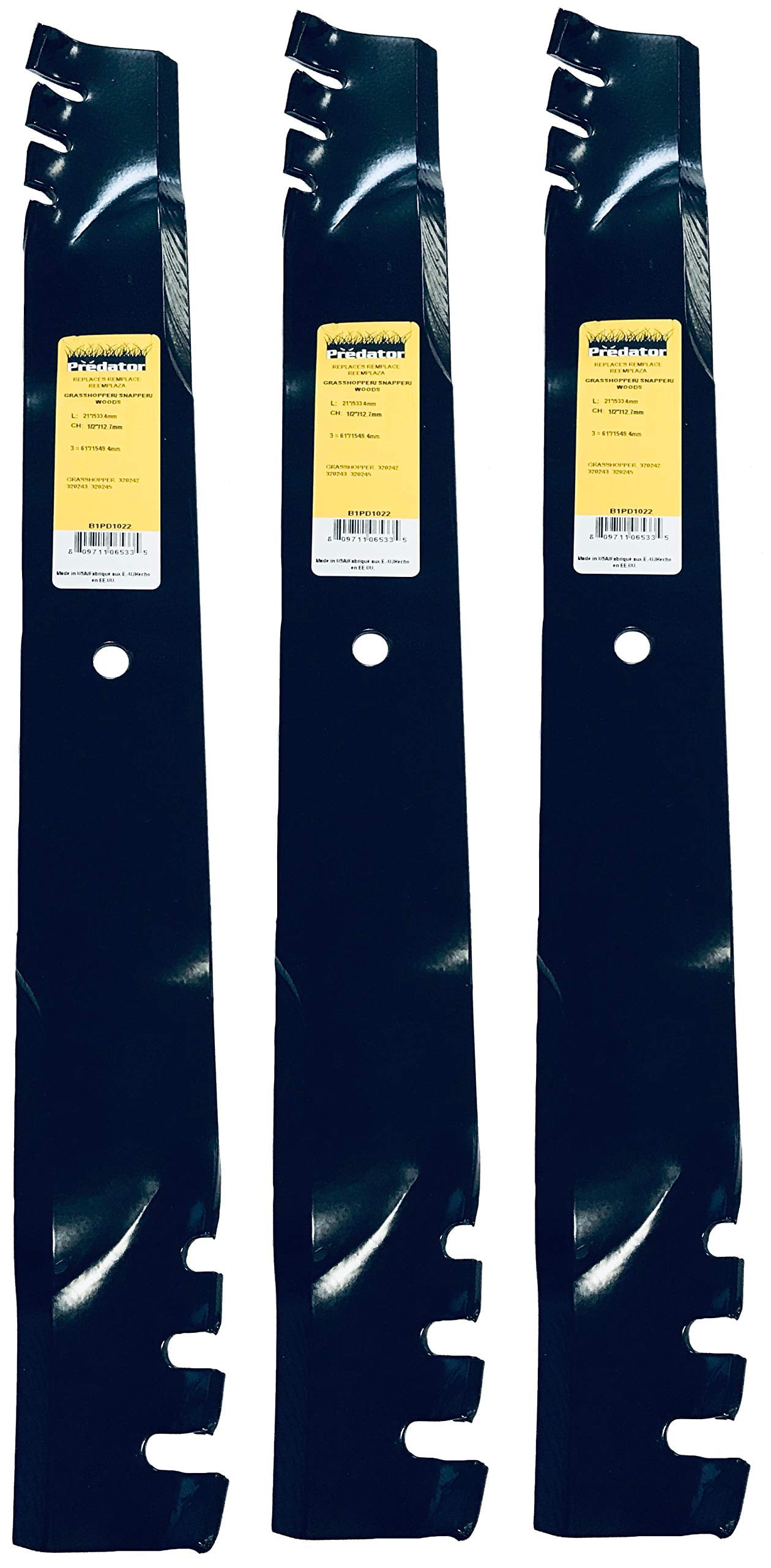 Set of 3 heavy duty XHT  61" mower blades to fit Wood Brothers 70142 70142KT