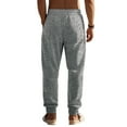 thumbnail image 4 of Pantalones de licra para hombre, de color liso, ajustados, con bolsillos en las piernas y cintura elástica., 4 of 9