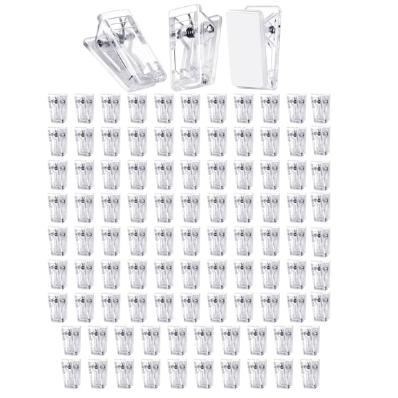 40/100Pieces Clear Plastic Clips Clamps Sticky Clips for Quick and Neat Arrangement of Note and Reports in Any Space