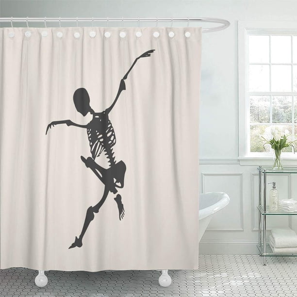 ABPHQTO Anatomía Esqueleto humano Salto Diseño de fiesta de Halloween Espina dorsal Biología Huesos del cuerpo Juego de cortinas de ducha de baño a prueba de agua 165x180 cm ABPHQTO PKNMT66x72Shower-10823