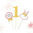 thumbnail image 4 of FRCOLOR Golden Baby Girl Cake Topper for First Birthday Party Decoration Paper Sweet Tie Clothes Design, 4 of 10