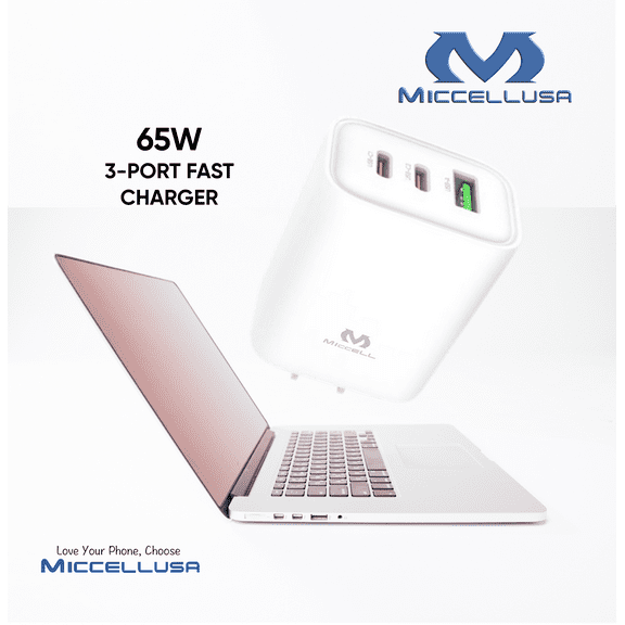 S2553 Miccell 65W Super Fast 3-Ports Wall Charger for Laptop (VQ-T57)