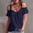 thumbnail image 5 of QGJZVUNL Womens Cold Shouler Going Out Tops Flowy Sleeve Tank Top Summer Outfits Casual V Neck T Shirts Size M, 5 of 6