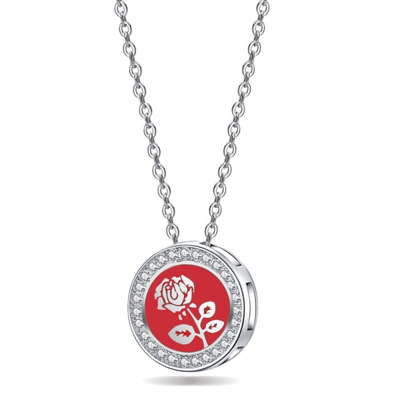 Valentine Gift Necklace for Women 925 Sterling Silver Cubic ZIrconia Love Icon Enamel Women Pendant Necklace Jewelry
