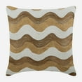 thumbnail image 1 of Throw Pillow Cover, Beige Zippered Pillow Covers 16x16 inch (40x40 cm), Silk Throw Pillows For Couch, Abstract, Jute, Pearl, Waves Pattern, Swirls, Beaded - Jute & Pearl Waves, 1 of 3