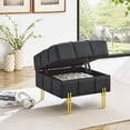 thumbnail image 2 of 22 inches Anti-scratch Leather Storage Ottoman, Pet Friendly Entryway Bench with Golden Stainless Steel Legs, Black, 2 of 6