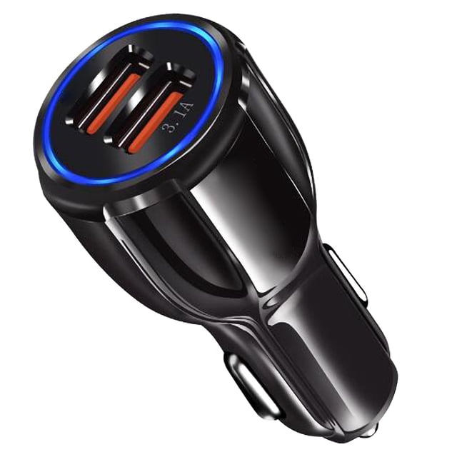 Adaptador de carga para automóvil Puertos USB dobles Adaptador de enchufe para encendedor Teléfono para automóvil Tableta Cargador USB, Negro Jumpingount EL000034-01B