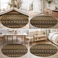 thumbnail image 5 of Round Area Rug 4ft Brown Boho Diamonds Floor Carpets Indoor Floor Area Mat Stain-Proof Mat Circle Rugs for Living Room Dining Room Kitchen Bedroom, Bohemian Tribal Zigzags Circles Sofa Throw Carpet, 5 of 9